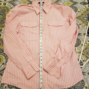 Lauren Jean Co vertical stripes pink white button